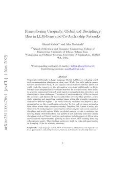 Remembering Unequally: Global and Disciplinary Bias in LLM-Generated Co-Authorship Networks