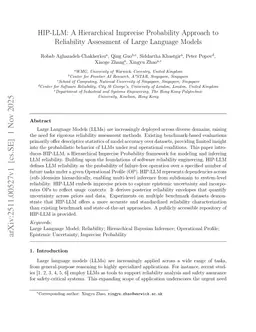 HIP-LLM: A Hierarchical Imprecise Probability Approach to Reliability Assessment of Large Language Models