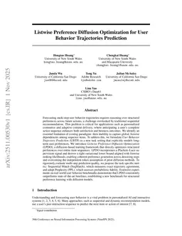 Listwise Preference Diffusion Optimization for User Behavior Trajectories Prediction