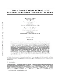 TRACES: Temporal Recall with Contextual Embeddings for Real-Time Video Anomaly Detection