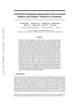 SOCRATES: Simulation Optimization with Correlated Replicas and Adaptive Trajectory Evaluations