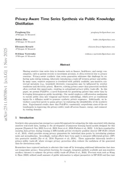 Privacy-Aware Time Series Synthesis via Public Knowledge Distillation