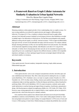A Framework Based on Graph Cellular Automata for Similarity Evaluation in Urban Spatial Networks