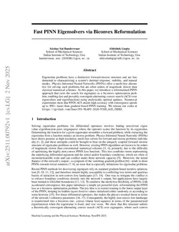 Fast PINN Eigensolvers via Biconvex Reformulation
