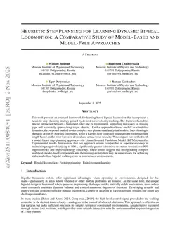 Heuristic Step Planning for Learning Dynamic Bipedal Locomotion: A Comparative Study of Model-Based and Model-Free Approaches