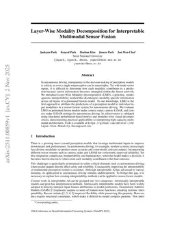 Layer-Wise Modality Decomposition for Interpretable Multimodal Sensor Fusion