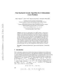Fast Stochastic Greedy Algorithm for $k$-Submodular Cover Problem