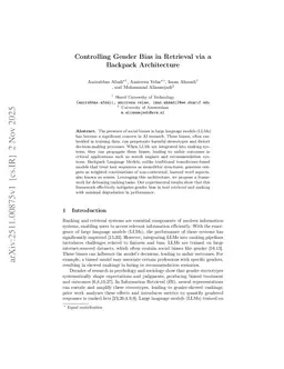 Controlling Gender Bias in Retrieval via a Backpack Architecture