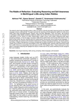 The Riddle of Reflection: Evaluating Reasoning and Self-Awareness in Multilingual LLMs using Indian Riddles