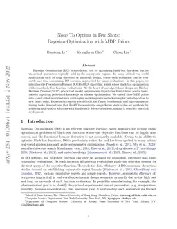 None To Optima in Few Shots: Bayesian Optimization with MDP Priors