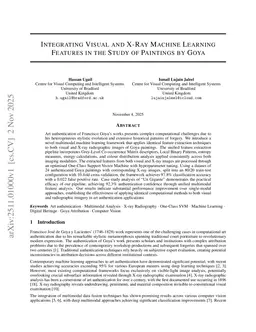 Integrating Visual and X-Ray Machine Learning Features in the Study of Paintings by Goya