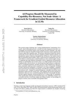 AI Progress Should Be Measured by Capability-Per-Resource, Not Scale Alone: A Framework for Gradient-Guided Resource Allocation in LLMs