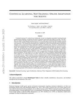 Continual Learning, Not Training: Online Adaptation For Agents