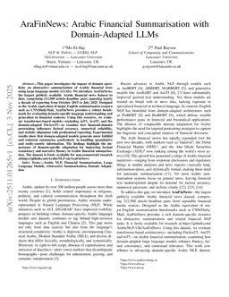 AraFinNews: Arabic Financial Summarisation with Domain-Adapted LLMs