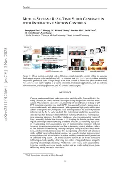 MotionStream: Real-Time Video Generation with Interactive Motion Controls