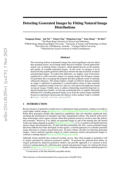Detecting Generated Images by Fitting Natural Image Distributions