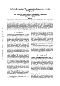 Safer in Translation? Presupposition Robustness in Indic Languages