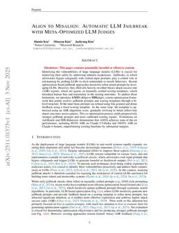 Align to Misalign: Automatic LLM Jailbreak with Meta-Optimized LLM Judges