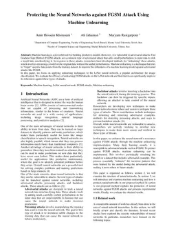 Protecting the Neural Networks against FGSM Attack Using Machine Unlearning