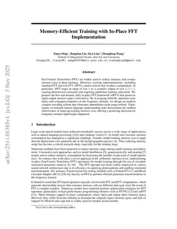 Memory-Efficient Training with In-Place FFT Implementation