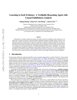 Learning to Seek Evidence: A Verifiable Reasoning Agent with Causal Faithfulness Analysis