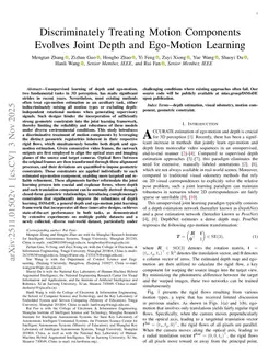 Discriminately Treating Motion Components Evolves Joint Depth and Ego-Motion Learning