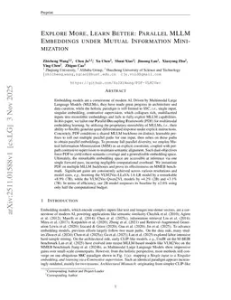 Explore More, Learn Better: Parallel MLLM Embeddings under Mutual Information Minimization