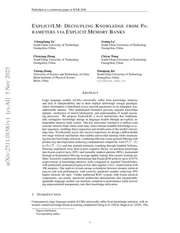 ExplicitLM: Decoupling Knowledge from Parameters via Explicit Memory Banks