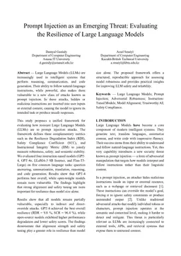 Prompt Injection as an Emerging Threat: Evaluating the Resilience of Large Language Models