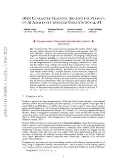 Open Character Training: Shaping the Persona of AI Assistants through Constitutional AI
