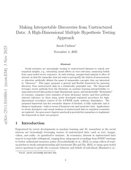 Making Interpretable Discoveries from Unstructured Data: A High-Dimensional Multiple Hypothesis Testing Approach