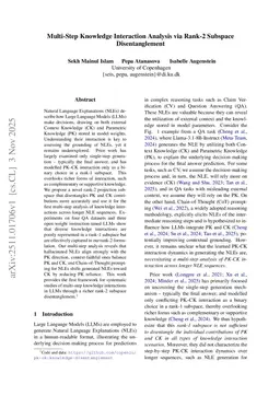 Multi-Step Knowledge Interaction Analysis via Rank-2 Subspace Disentanglement