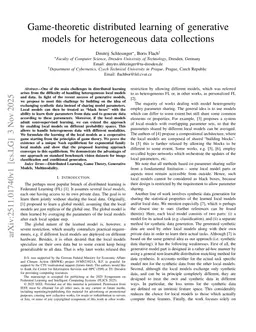 Game-theoretic distributed learning of generative models for heterogeneous data collections