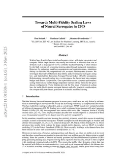 Towards Multi-Fidelity Scaling Laws of Neural Surrogates in CFD