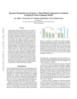 Dynamic Routing Between Experts: A Data-Efficient Approach to Continual Learning in Vision-Language Models