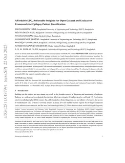Affordable EEG, Actionable Insights: An Open Dataset and Evaluation Framework for Epilepsy Patient Stratification