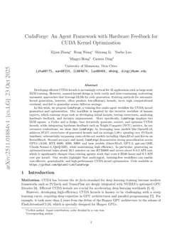 CudaForge: An Agent Framework with Hardware Feedback for CUDA Kernel Optimization