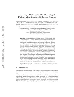 Learning a Distance for the Clustering of Patients with Amyotrophic Lateral Sclerosis