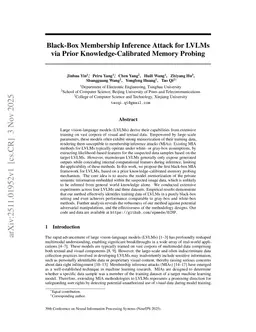 Black-Box Membership Inference Attack for LVLMs via Prior Knowledge-Calibrated Memory Probing