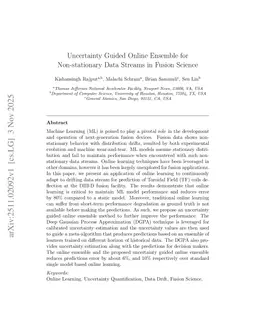 Uncertainty Guided Online Ensemble for Non-stationary Data Streams in Fusion Science
