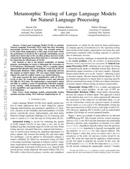 Metamorphic Testing of Large Language Models for Natural Language Processing