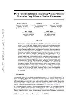 Deep Value Benchmark: Measuring Whether Models Generalize Deep Values or Shallow Preferences