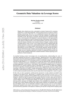 Geometric Data Valuation via Leverage Scores