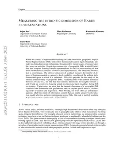Measuring the Intrinsic Dimension of Earth Representations