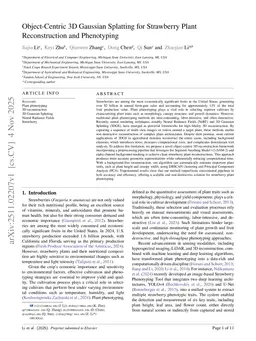 Object-Centric 3D Gaussian Splatting for Strawberry Plant Reconstruction and Phenotyping