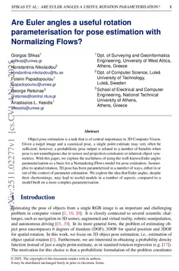 Are Euler angles a useful rotation parameterisation for pose estimation with Normalizing Flows?
