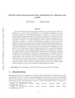 Reinforcement learning based data assimilation for unknown state model