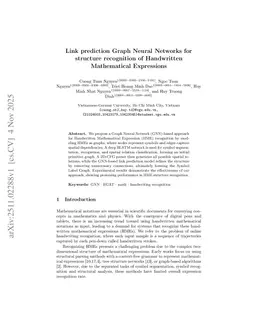 Link prediction Graph Neural Networks for structure recognition of Handwritten Mathematical Expressions