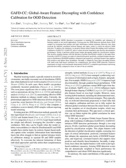GAFD-CC: Global-Aware Feature Decoupling with Confidence Calibration for OOD Detection