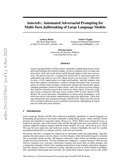 AutoAdv: Automated Adversarial Prompting for Multi-Turn Jailbreaking of Large Language Models